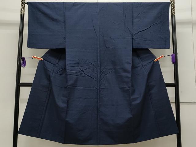 平和屋着物●男性　紬　濃藍色　正絹　逸品　CAAN2892ut