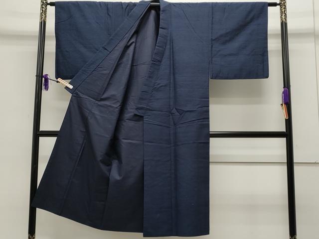 平和屋着物●男性　紬　濃藍色　正絹　逸品　CAAN2892ut