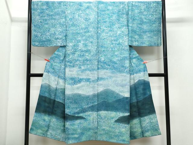 平和屋着物●男性　訪問着　遠山霞文　たたき染め　正絹　逸品　CAAX0854vf