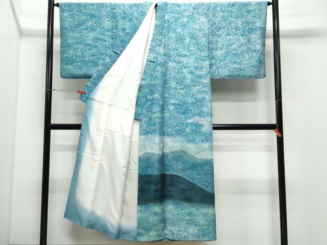 平和屋着物●男性　訪問着　遠山霞文　たたき染め　正絹　逸品　CAAX0854vf