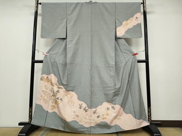 Kimono - 平和屋着物●訪問着　絞り　風景草花文　金彩　正絹　逸品　CAAY4892ut