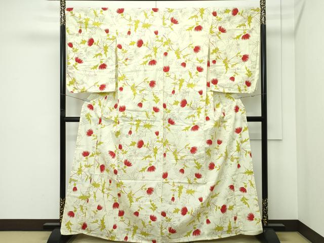 平和屋着物∴夏物 浴衣 草花文 綿 逸品 CABG7233rv