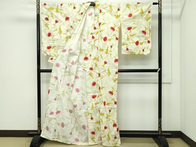 平和屋着物∴夏物 浴衣 草花文 綿 逸品 CABG7233rv