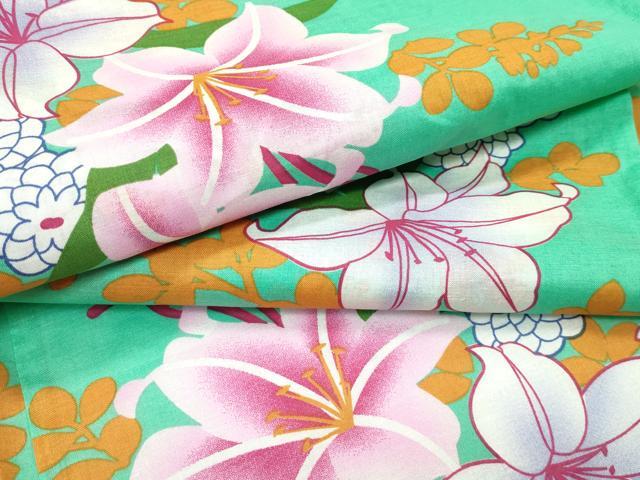 平和屋着物∴夏物 浴衣 草花文 綿 逸品 未使用 CABG7236rv