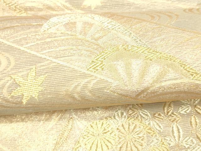 平和屋着物＊夏物　六通柄袋帯　流水片輪車草花文　金銀糸　三越扱い　正絹　逸品　DABA0696cm 3