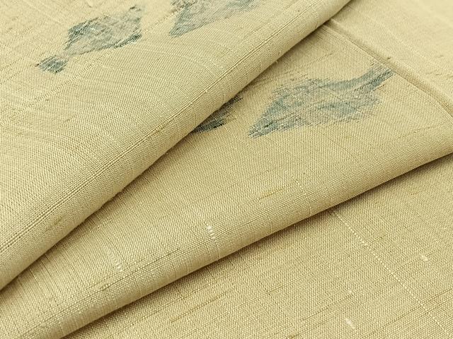 平和屋着物▽上質な紬　単衣　魚文　正絹　逸品　AABB3577jh