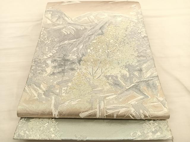 平和屋着物◎六通柄袋帯　唐織　遠山樹林文　金銀糸　正絹　逸品　BAAV1972hv