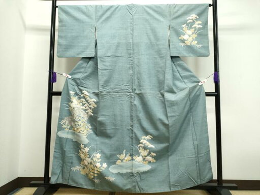 平和屋着物●訪問着 紬地 屏風雲取り草花文 正絹 逸品 CAAM5103ze 平和屋着物●訪問着 紬地 屏風雲取り草花文 正絹 逸品 CAAM5103ze