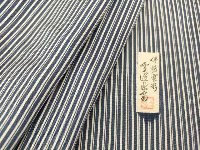 平和屋着物▽江戸小紋　単衣　作家物　伊勢型彫　子持ち縞　正絹　逸品　DAAV5558az
