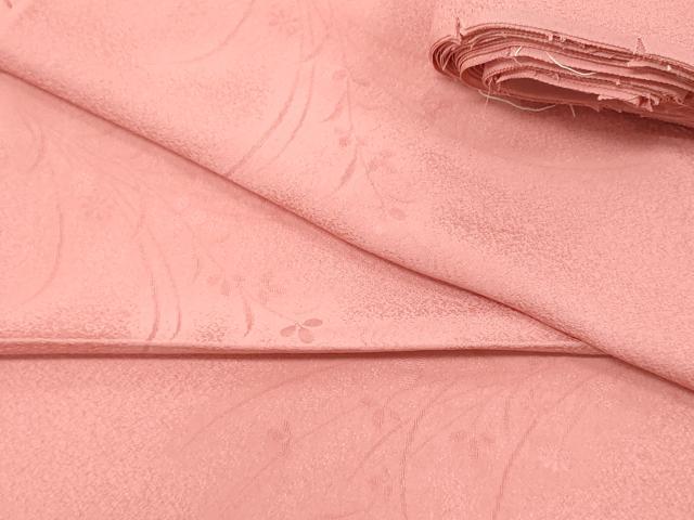 平和屋着物▼色無地　解き反物　着尺　草花地紋　曙色　逸品　DAAY0777we