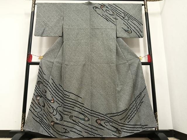 平和屋着物●訪問着 手描き 絞り 刺繍 草花文 金彩 正絹 逸品 AAAR4012ph