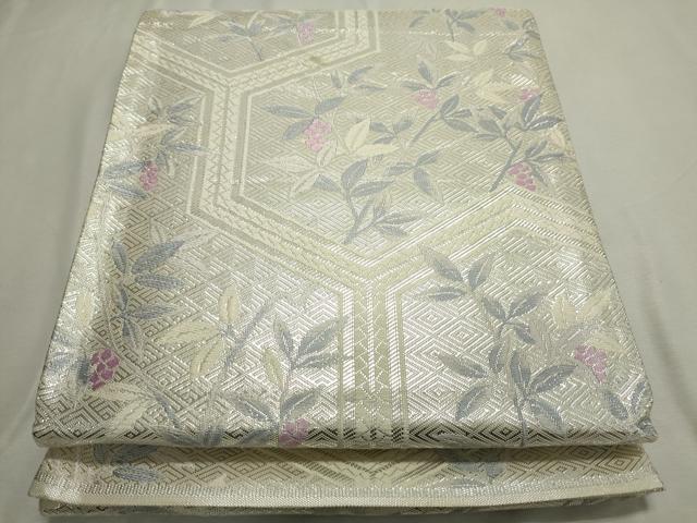 平和屋着物◎佐賀錦　六通柄袋帯　唐織　毘沙門亀甲枝花文　純銀箔　正絹　逸品　CAAL8476ze