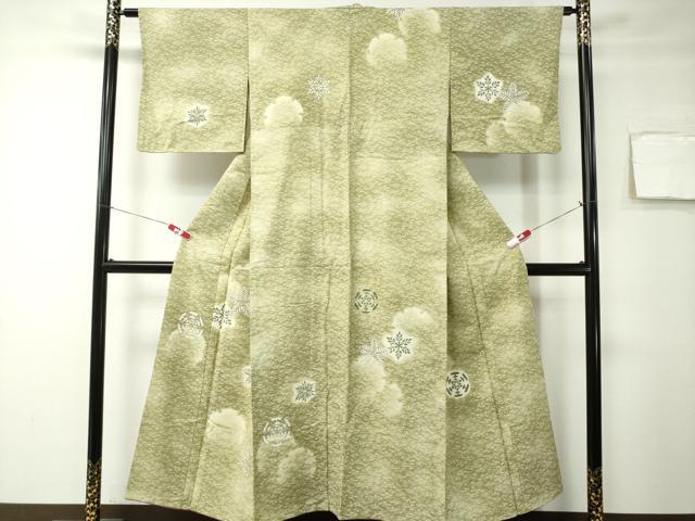 平和屋着物■訪問着 紬地 雪輪 雪華文 正絹 逸品 CAAM1920ev