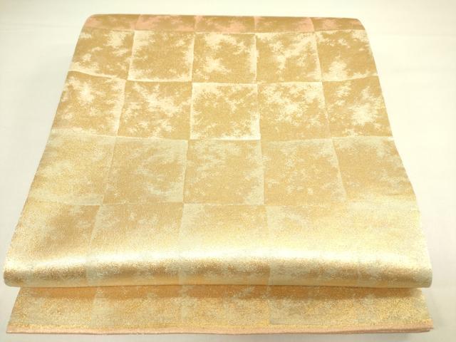 平和屋着物◎六通柄袋帯　八雲綴　市松文様　金糸　正絹　逸品　DAAX1812op