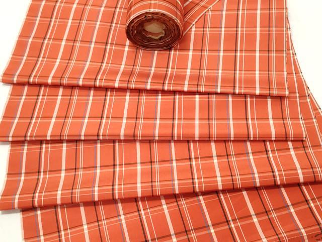 平和屋着物▼紬　反物　着尺　格子　逸品　未使用　DAAY0781we