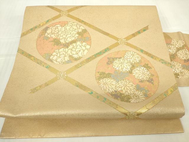 Other - 平和屋着物▼九寸名古屋帯　螺鈿箔　天井花丸文　金彩　正絹　逸品　DABC3221az