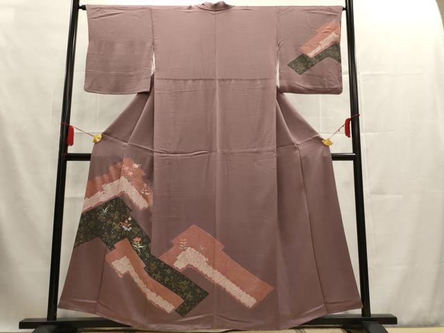 平和屋着物■訪問着 刺繍 絞り 草花文 金彩 正絹 逸品 AAAP2667cg