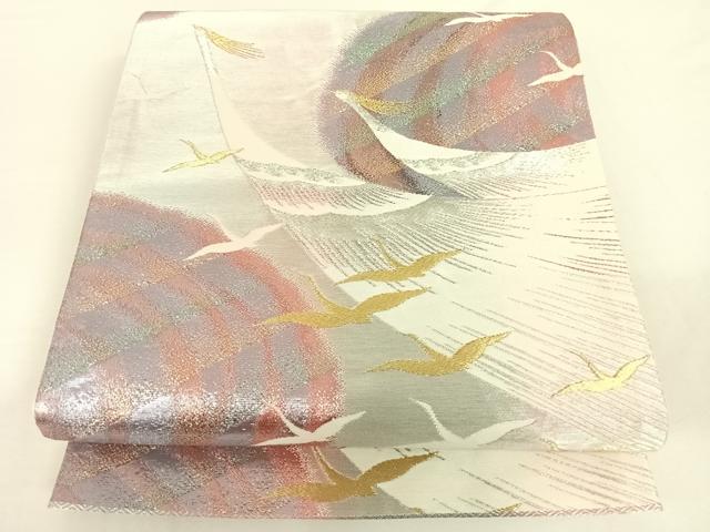 平和屋着物◎六通柄袋帯　唐織　飛鶴文　金銀糸　正絹　逸品　AAAR9690wt