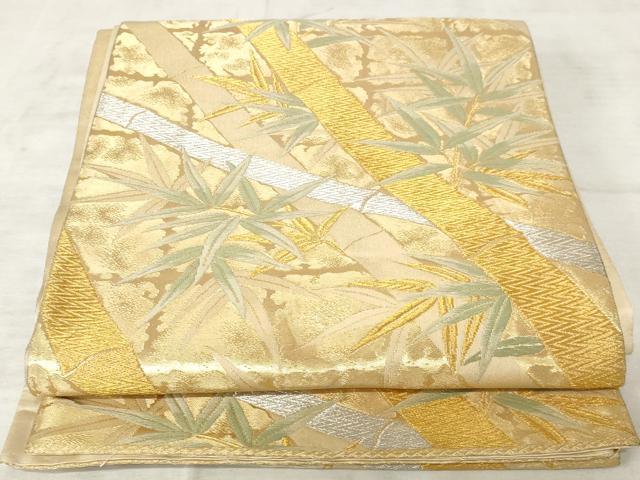 平和屋着物◎六通柄袋帯　唐織　笹竹文　金銀糸　正絹　逸品　AAAS8522hg