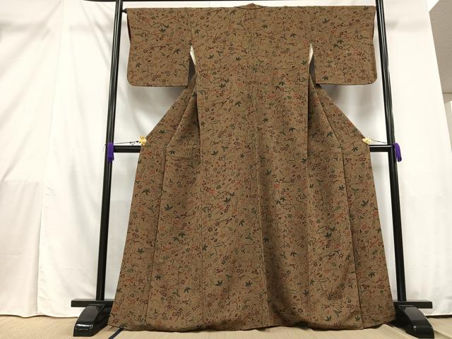 平和屋着物■上質な小紋　舞草花文　正絹　逸品　AAAZ2919mf