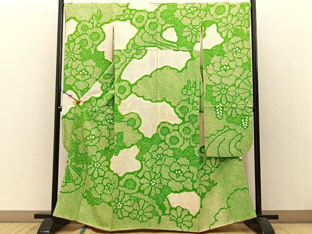 平和屋着物●豪華振袖　総絞り　花車文　正絹　逸品　BAAW0962hj