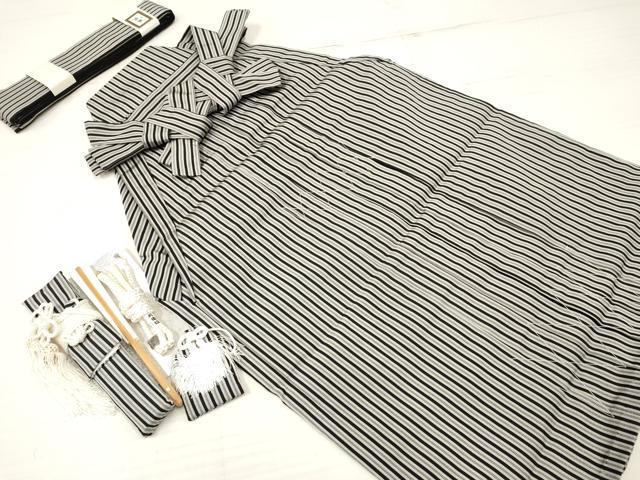 平和屋着物[]七五三　男の子　行灯袴・小物セット　間道　未使用　DABA3545ma