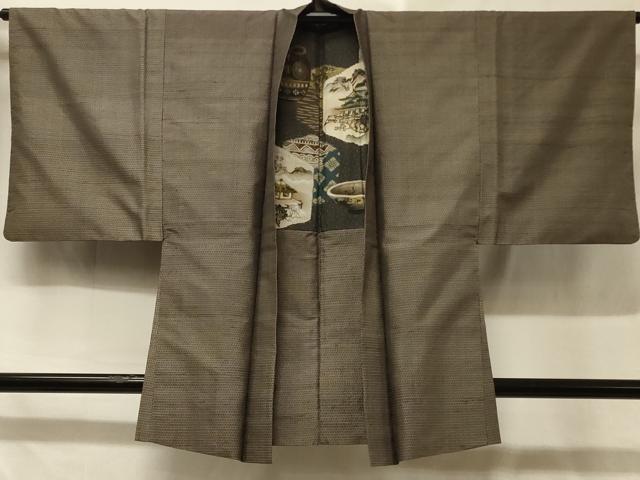 平和屋着物＃男性　羽織　横段文　正絹　逸品　CABD7640in