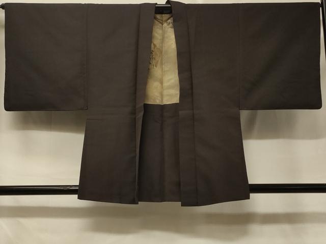 Full-Length Under-Kimono - 平和屋着物＃男性　羽織　赤墨色　正絹　逸品　CABD7698in