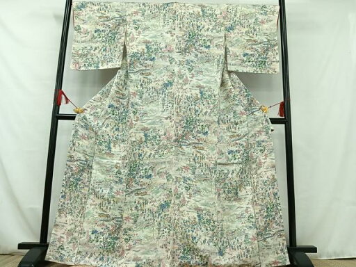 平和屋着物■上質な小紋 手描き 人物風景文 鬼しぼ縮緬 正絹 逸品 未使用 AAAQ2837jh 平和屋着物■上質な小紋 手描き 人物風景文 鬼しぼ縮緬 正絹 逸品 未使用 AAAQ2837jh