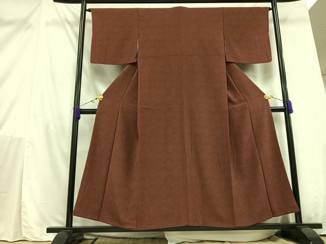 平和屋着物■上質な色無地 立涌花地紋 弁柄色 正絹 逸品 AAAZ2927mf