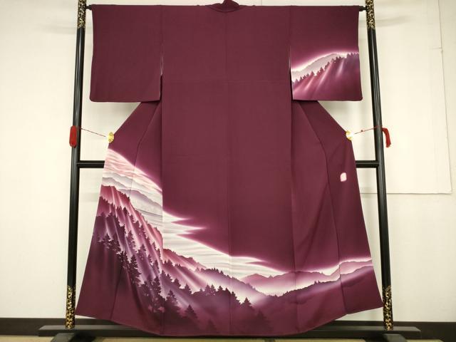 平和屋着物■訪問着　作家物　樹林文　暈し染め　正絹　逸品　AAAZ9965ma