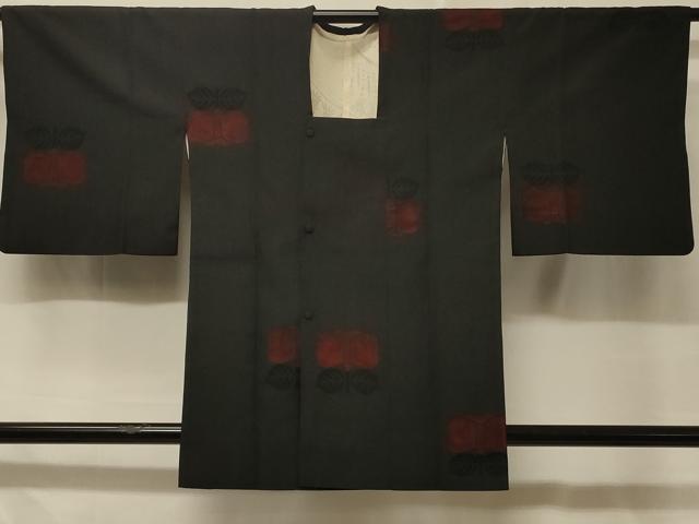 Rakuten - 平和屋着物＃道行コート　草花文　黒地　正絹　逸品　CABD7708in