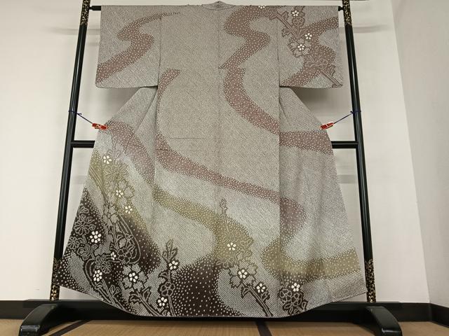 平和屋着物●訪問着　絞り　舞花文　暈し染め　さが美扱い　正絹　逸品　未使用　AAAZ0278zg(4)