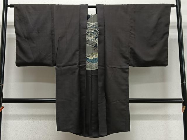 Uramono - 平和屋着物∞男性　長羽織　紬地　赤墨色　正絹　逸品　CABD4678ua