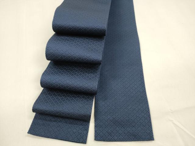 平和屋着物●男性 本場筑前博多織 角帯 抽象文様 濃藍色 正絹 逸品 DAAZ4150cm