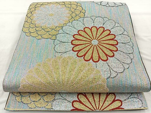 平和屋着物◎六通柄袋帯 舞花文 黒地 金銀糸 正絹 逸品 BAAQ9909cm 平和屋着物◎六通柄袋帯 舞花文 黒地 金銀糸 正絹 逸品 BAAQ9909cm