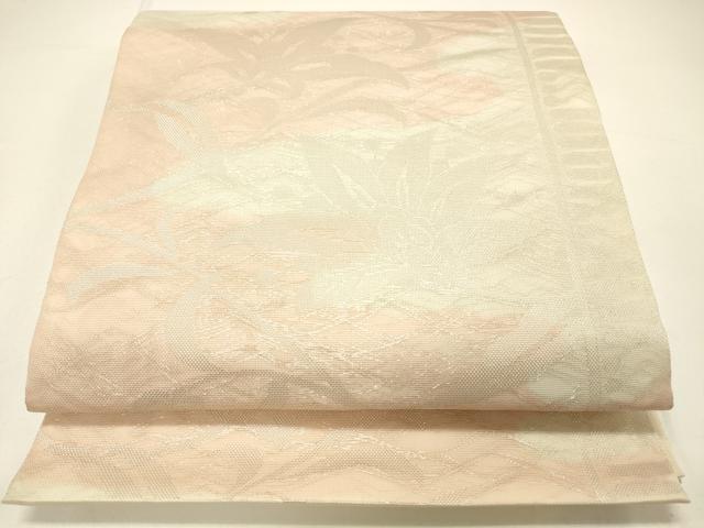 平和屋着物＊夏物　六通柄　本袋帯　南天更紗花文　銀糸　正絹　逸品　DABC8800cm