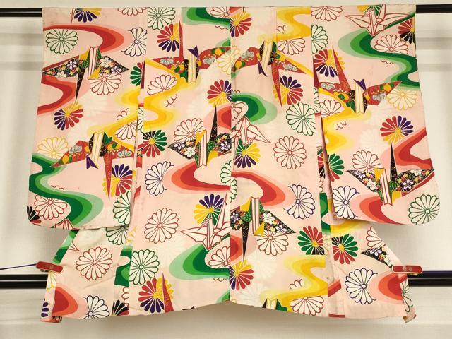 平和屋着物[]アンティーク 大正ロマン 女の子 子供 羽織 折り鶴 菊 逸品 AABE2153ja