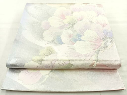 平和屋着物◎六通柄袋帯 唐織 草花文 銀糸 正絹 逸品 BAAL7814cm 平和屋着物◎六通柄袋帯 唐織 草花文 銀糸 正絹 逸品 BAAL7814cm