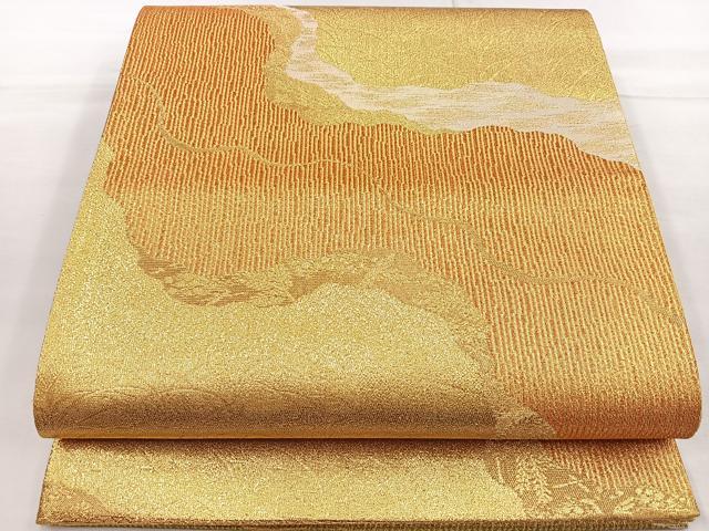 平和屋着物◎佐賀錦　黒門工芸謹製　六通柄袋帯　道長草葉文　金糸正絹　逸品　BAAQ5880ea