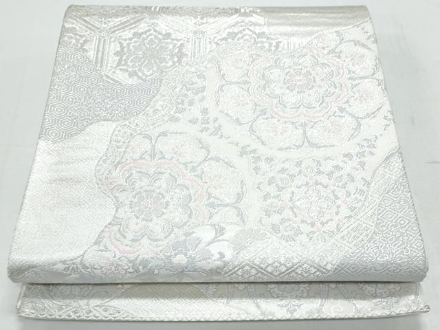 平和屋着物◎六通柄袋帯　唐織　道長正倉院花文　銀糸　正絹　逸品　CAAY7505th