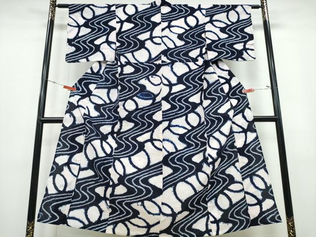 平和屋着物∴夏物　浴衣　有松鳴海絞り　流水吉祥文　綿　逸品　CABB6789ng