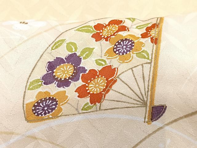平和屋着物■小紋　扇面花文　暈し染め　金彩　洗える着物　CABB9027xe