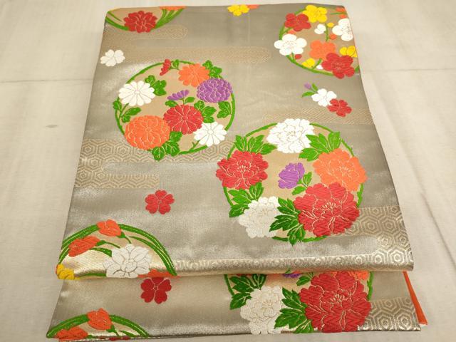 平和屋着物∵子供 全通柄袋帯 唐織 花丸文 三越扱い 逸品 AABE2167ja