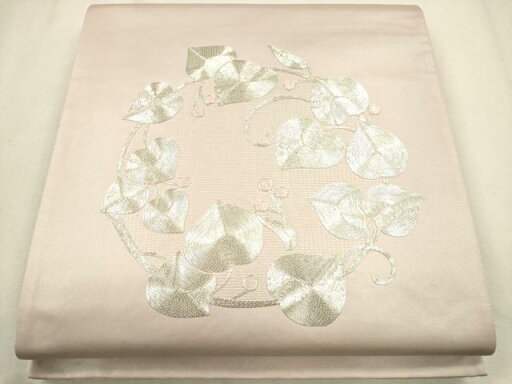 平和屋着物●袋帯 刺繍 唐草文 銀糸 正絹 逸品 CAAM4316eg 平和屋着物●袋帯 刺繍 唐草文 銀糸 正絹 逸品 CAAM4316eg