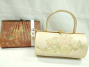 平和屋着物▼和装小物 和装バッグまとめて2点 ハンドバッグ 佐賀錦 花蝶文 入子菱花車文 金糸 逸品 CAAU6112ju