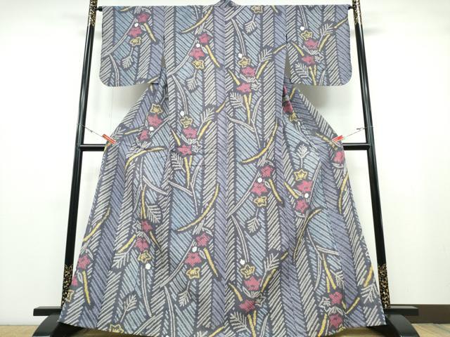 平和屋着物∴夏物　浴衣　有松鳴海絞り　草木花間道　綿　逸品　CABB6792ng