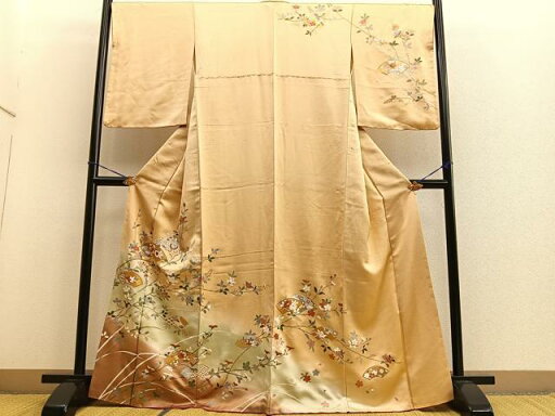 平和屋着物■訪問着 地紙枝花文 暈し染め 金彩 正絹 逸品 BAAO0123ev 平和屋着物■訪問着 地紙枝花文 暈し染め 金彩 正絹 逸品 BAAO0123ev