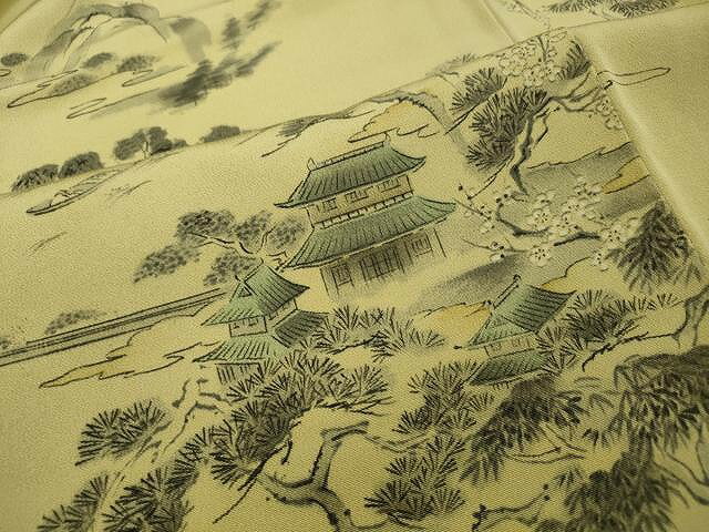 平和屋着物■上質な小紋 手描き 風景枝木文 正絹 逸品 CAAN4029yk