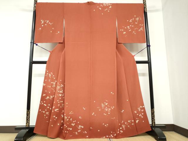 Rakuten - 平和屋着物●訪問着　総刺繍　敷松葉草花文　暈し染め　金糸　正絹　逸品　DABB0854ud